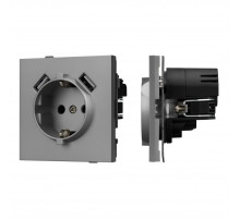 Механизм розетки с USB зарядкой Arlight SCT-TENDO-MUAA-PL-GR (230V, 16A) 054084