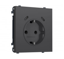 Комплект механизма электрической розетки SIGMA Графит Мягкое касание 2USB С+C 20W Ambrella Volt MS910510 (SP9105, PR165)