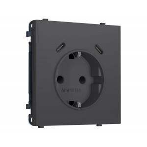 Комплект механизма электрической розетки SIGMA Графит Мягкое касание 2USB С+C 20W Ambrella Volt MS910510 (SP9105, PR165)