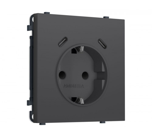 Комплект механизма электрической розетки SIGMA Графит Мягкое касание 2USB С+C 20W Ambrella Volt MS910510 (SP9105, PR165)