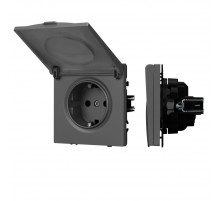 Розетка зк со шторками и крышкой софт-тач серый базальт Arlight SCT-MCP-SFPL-GR (250V, 16A) 054283(1)