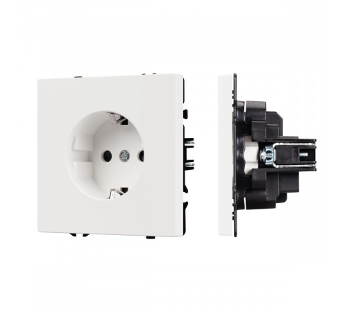 Розетка зк со шторками софт-тач белый кварц Arlight SCT-MEU-SFPL-WH (250V, 16A) 054276(1)