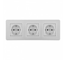 Розетка тройная (трехпостовая) с/з и шторками Arte Milano SET16-3-40-1x3 silver