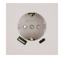 Розетка 1-местная 16А + USB + Type C (механизм) Stekker 250В 20W Мия RST16-3119-08 50482