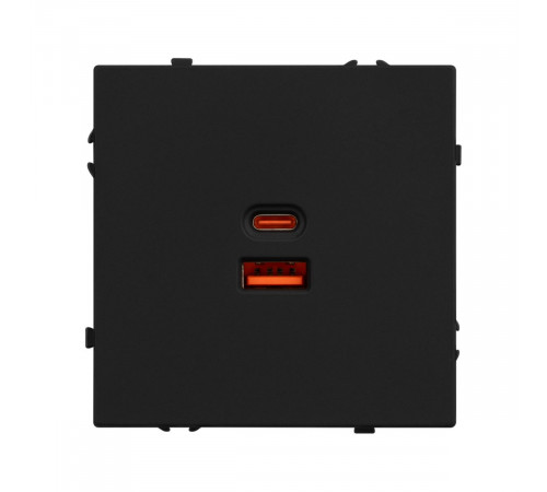 USB Розетка тип A+C софт-тач черный оникс Arlight SCT-MUAC-SFPL-FC-BK (65W, QC3) 054317(1)