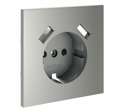 Накладка для розетки с заземлением и защитными шторками, с USB A+A Voltum S70 (сталь) VLS000905