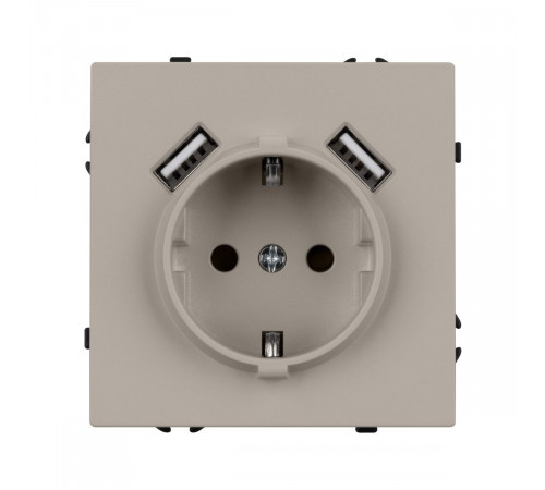 Розетка зк со шторками с USB тип А+А софт-тач кашемир Arlight SCT-MUAA-SFPL-CA (250V, 16A) 059442(1)