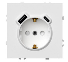 Розетка 1-местная з/ш с/з 16А + USB + Type C (механизм) Stekker Эмили 250В 20W белый фарфор soft-touch RST16-5119-01