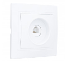 Розетка компьютерная RJ45 скрытой установки IP20, белая 