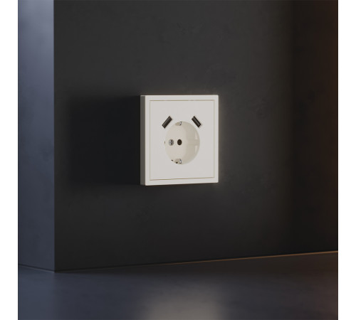 Накладка для розетки с заземлением и защитными шторками, с USB A+A Voltum S70 (хлопок) VLS000913