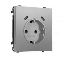 Комплект механизма электрической розетки SIGMA Сталь матовый 2USB С+C 20W Ambrella Volt MS510510 (SP5105, PR165)