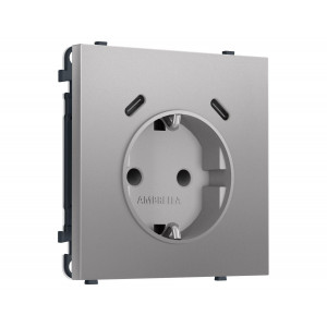 Комплект механизма электрической розетки SIGMA Сталь матовый 2USB С+C 20W Ambrella Volt MS510510 (SP5105, PR165)