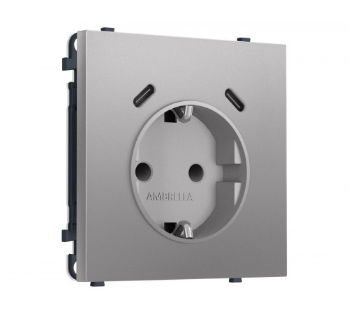Комплект механизма электрической розетки SIGMA Сталь матовый 2USB С+C 20W Ambrella Volt MS510510 (SP5105, PR165)