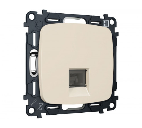 Комплект механизма компьютерной розетки Ambrella Volt RJ-45 (8P8C) CAT6A экранированной с автоматической защитной шторкой OMEGA MO332005 Бежевый матовый QUANT (OP3320, VM185)