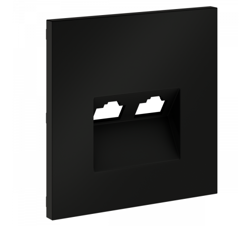 Накладка для розетки компьютерной двойной RJ45+RJ45 кат.6 Voltum S70 (черный матовый) VLS001408