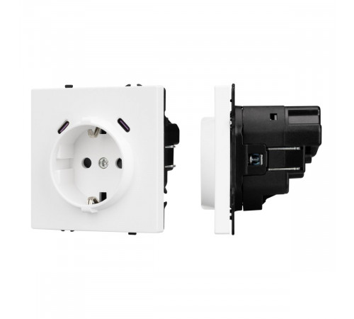 Розетка зк со шторками с USB тип C+С софт-тач белый кварц Arlight SCT-MUCC-SFPL-WH (250V, 16A) 061818(1)