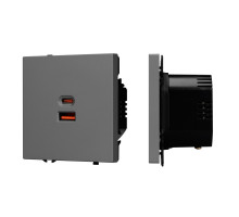USB Розетка тип A+C софт-тач серый базальт Arlight SCT-MUAC-SFPL-FC-GR (65W, QC3) 054319(1)