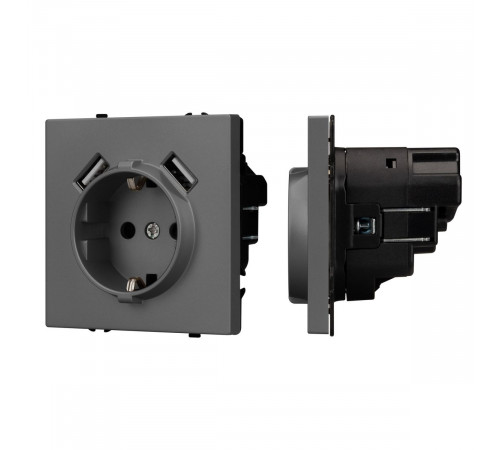 Механизм розетки с USB зарядкой Arlight SCT-NOBE-MUAA-SFPL-GR (230V, 16A) 054291