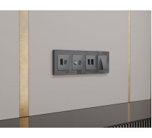 Комплект механизма компьютерной двойной розетки RJ-45 Ambrella Volt MA662110 (8P8C) CAT6 с автоматической защитной шторкой Alfa Антрацит серый Quant