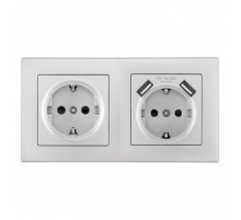 Розетка двойная (двухпостовая) c USB Arte Milano SET06-2-47-1-40-1 silver