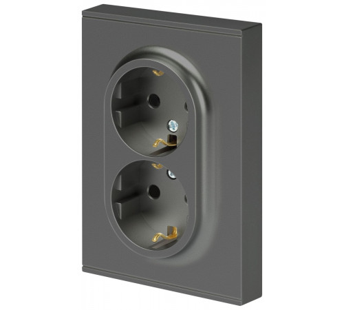 Розетка Эра Arktik 16-2105-06 двойная с заземлением 2X2P+E Schuko со шторками 16А-250В графит Б0070459