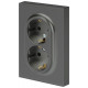 Розетка Эра Arktik 16-2105-06 двойная с заземлением 2X2P+E Schuko со шторками 16А-250В графит Б0070459