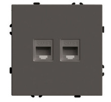 Розетка компьютерная 2-местная RJ-45 (механизм) Stekker Эмили RST00-5111-09 антрацит soft touch 49926