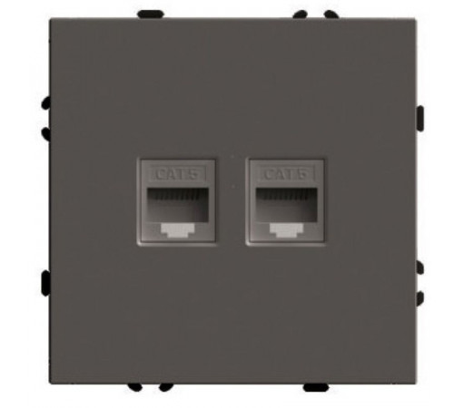 Розетка компьютерная 2-местная RJ-45 (механизм) Stekker Эмили RST00-5111-09 антрацит soft touch 49926 Розетка компьютерная 2-местная RJ-45 (механизм) Stekker Эмили RST00-5111-09 антрацит soft touch 49926