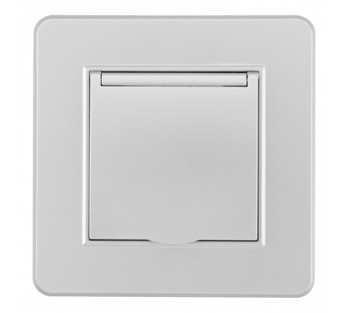 Комплект розетки с/з и шторками, защитной крышкой и рамкой Arte Milano SET16-1-41-1 silver