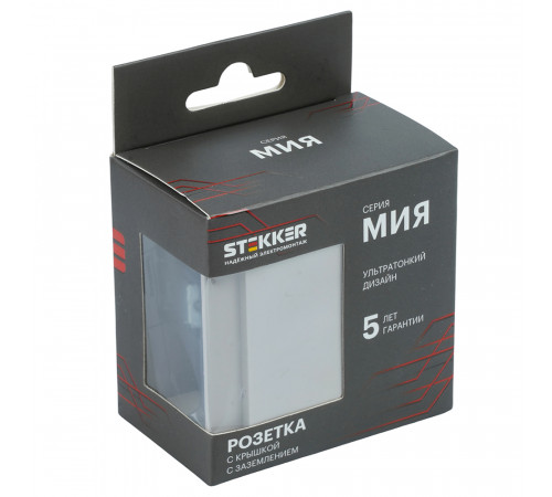 Розетка 1-местная Stekker 250В 16А Мия RST16-3112-08 50485