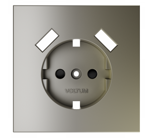 Накладка для розетки с заземлением и защитными шторками, с USB A+A Voltum S70 (шелк) VLS000904