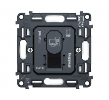 Механизм компьютерной розетки RJ-45 (8P8C) CAT6A экранированной с автоматической защитной шторкой QUANT Ambrella Volt VM185