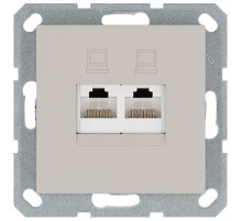 Интернет-розетка RJ45 двойная с накладкой, цвет Тауп Jasmart G6106T