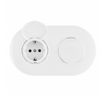 Круглая розетка двойная (двухпостовая) с/з и шторками Arte Milano SET08-2-41-1x2 white