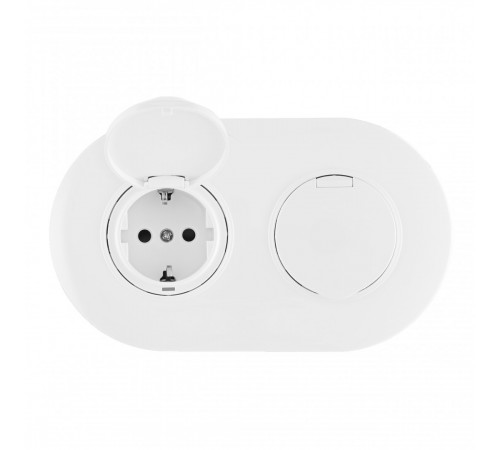 Круглая розетка двойная (двухпостовая) с/з и шторками Arte Milano SET08-2-41-1x2 white Круглая розетка двойная (двухпостовая) с/з и шторками Arte Milano SET08-2-41-1x2 white