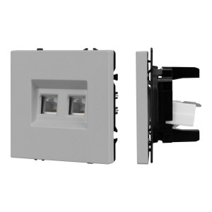 Розетка компьютерная двойная софт-тач никель Arlight SCT-MPC2-SFPL-IS (2хRJ-45, CAT6) 059451(1)