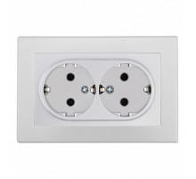 Розетка двойная с/з и шторками Arte Milano SET06-double-40-2 silver