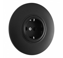 Розетка круглая с/з и шторками и рамкой Arte Milano SET08-1-40-1 black
