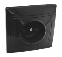 Розетка 2П скрытой установки 16А 250В IP20, черная (керамика) 