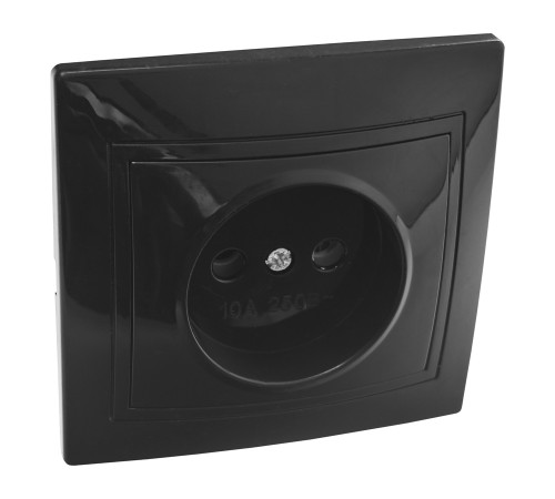 Розетка 2П скрытой установки 16А 250В IP20, черная (керамика) 