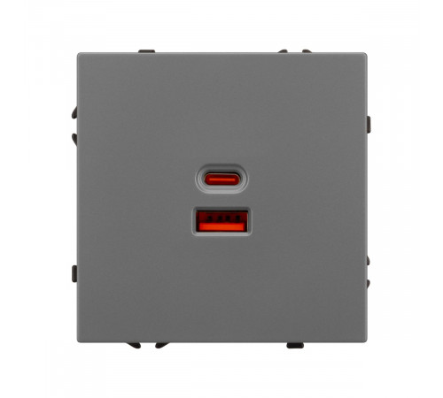 USB Розетка тип A+C софт-тач серый базальт Arlight SCT-MUAC-SFPL-FC-GR (65W, QC3) 054319(1)