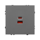 USB Розетка тип A+C софт-тач серый базальт Arlight SCT-MUAC-SFPL-FC-GR (65W, QC3) 054319(1)