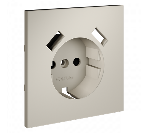 Накладка для розетки с заземлением и защитными шторками, с USB A+A Voltum S70 (кашемир) VLS000903