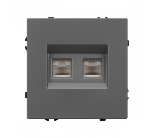 Механизм сдвоенной телефонной розетки Arlight SCT-NOBE-MTL2-SFPL-GR (RJ-11, 4C) (Серый базальт) 054311