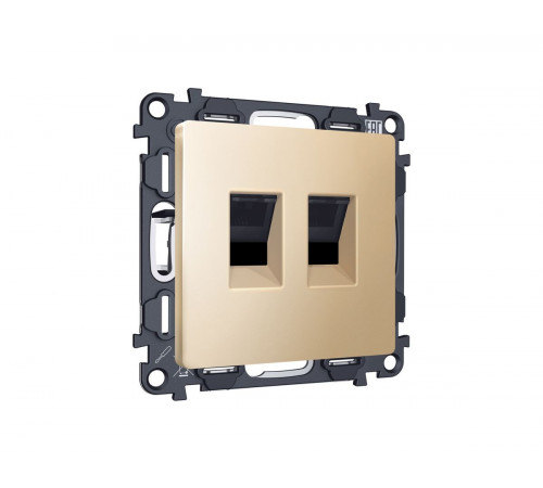 Комплект механизма компьютерной двойной розетки RJ-45 Ambrella Volt MA612110 (8P8C) CAT6 с автоматической защитной шторкой Alfa Шампань Quant Комплект механизма компьютерной двойной розетки RJ-45 Ambrella Volt MA612110 (8P8C) CAT6 с автоматической защитной шторкой Alfa Шампань Quant