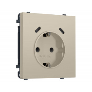 Комплект механизма электрической розетки SIGMA Кашемир 2USB С+C 20W Ambrella Volt MS350510 (SP3505, PR165)