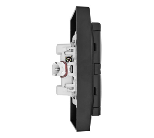 Розетка 2П+З двойная с защ. шт. и крышкой скрытой установки 16А 250В IP44, черная (керамика) 