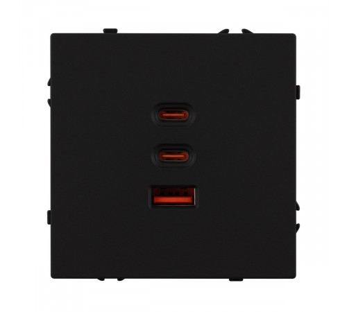 USB Розетка тип А+С+С софт-тач черный оникс Arlight SCT-MUACC-SFPL-FC-BK (65W, QC3) 061834(1)