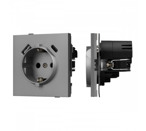 Механизм розетки с USB зарядкой Arlight SCT-TENDO-MUAC-PL-GR (230V, 16A) 054088
