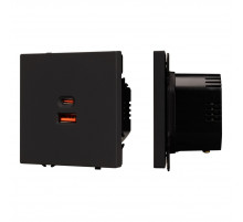 USB Розетка тип A+C софт-тач черный оникс Arlight SCT-MUAC-SFPL-FC-BK (65W, QC3) 054317(1)